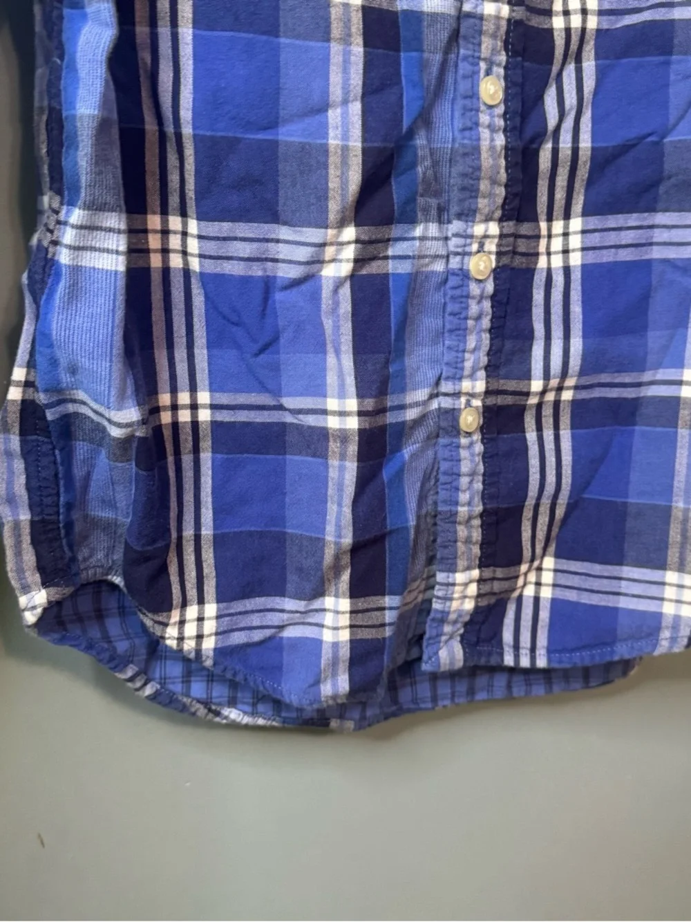 Ralph Lauren Boys Blue Plaid Button Down Shirt, Size M (10-12)